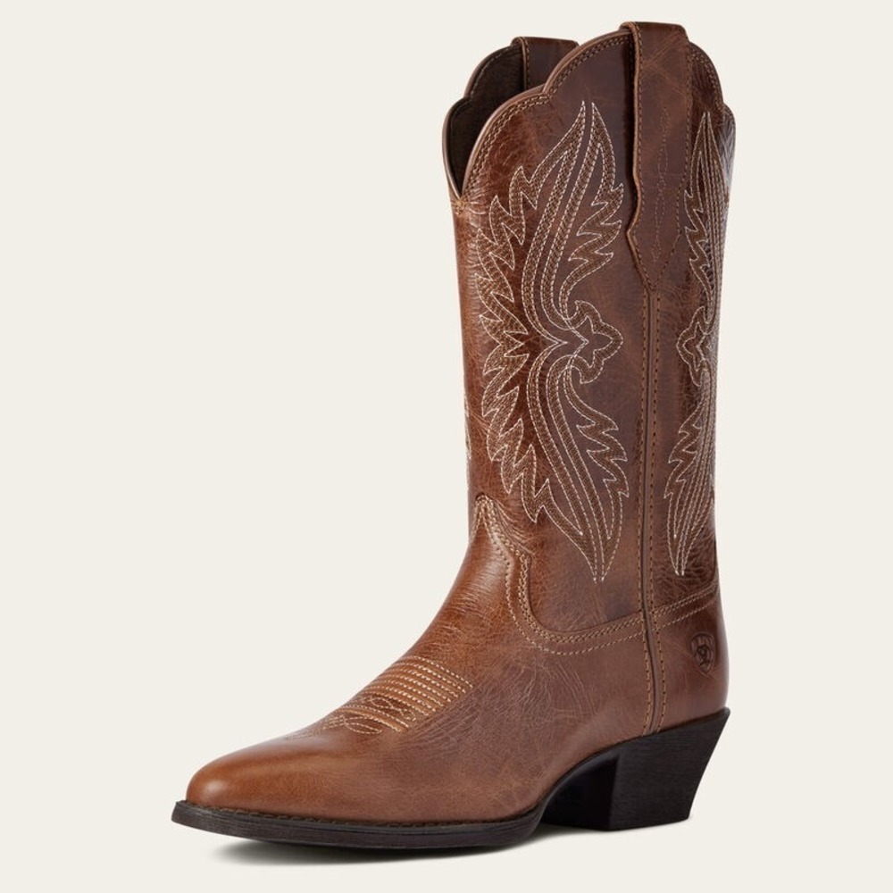 Ariat® (Women's 5.5 B) Heritage StretchFit™ R-Toe Western Boot, Dark Tan - $200